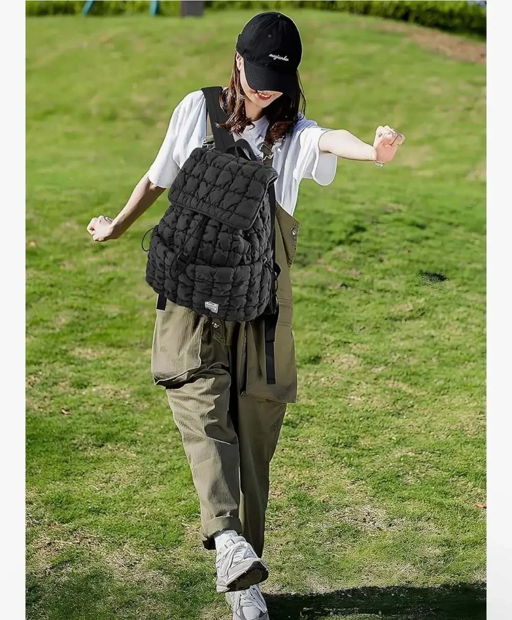 CONTAIL Black Puffy‎ Quilted Backpack Lightweight Cloud Bag